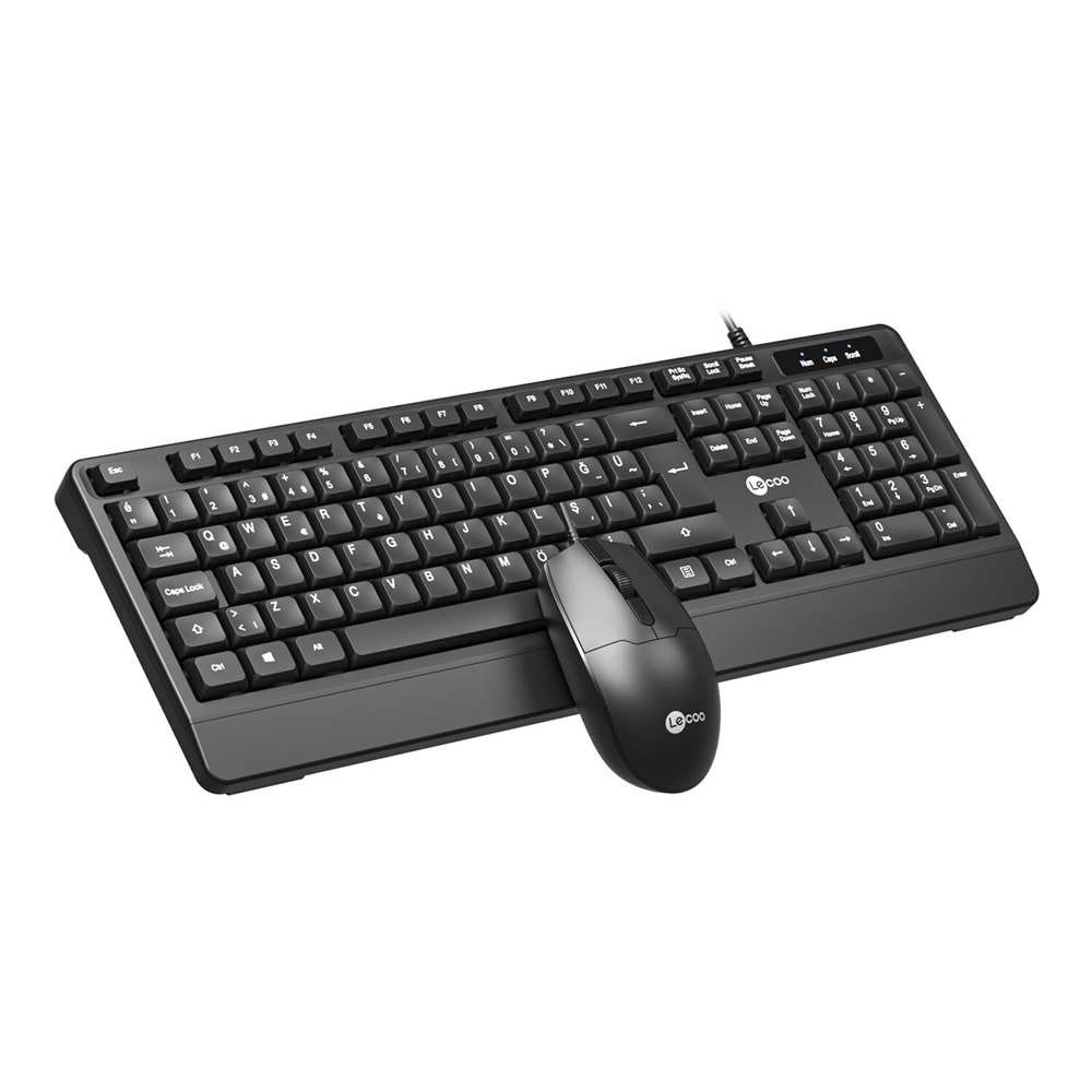 Lecoo CM106 USB Kablolu Türkçe Q Klavye Mouse Set Siyah 1200 DPI Optik Mouse