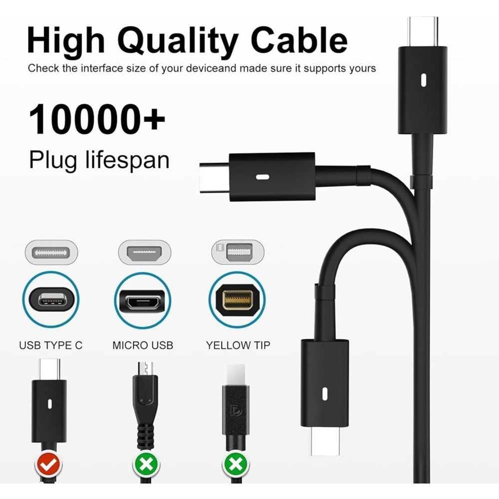 Fast CS40 Dell 130W Type C Notebook Adaptör, Dell 20V 6.5A Type C Notebook Adaptörü