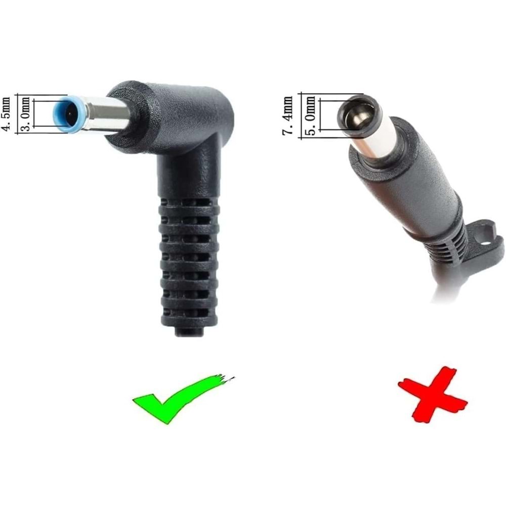 Fast CU65 65W 19.5V 3.33A 4.5*3.0 Hp Mavi Uç Standart Adaptör, 65W Mavi Uç HP Notebook Şarj Adaptörü