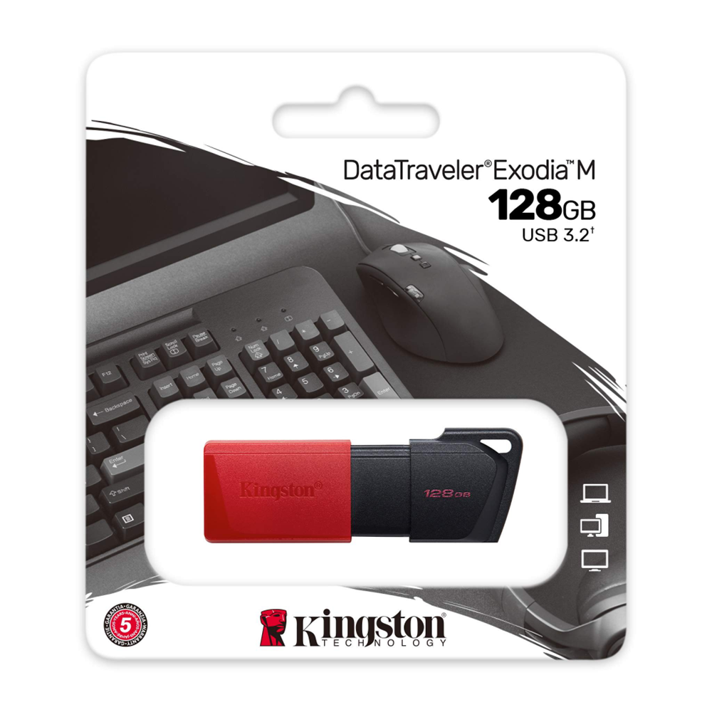 Kingston DataTraveler Exodia 128GB USB 3.2 Gen 1 Siyah Kırmızı Flash Bellek DTXM/128GB