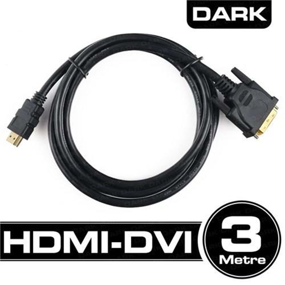 Dark 3m (24+1) DVI - HDMI Çift Yönlü Görüntü Bağlantı Kablosu (DK-CB-DVIXHDMIL300)