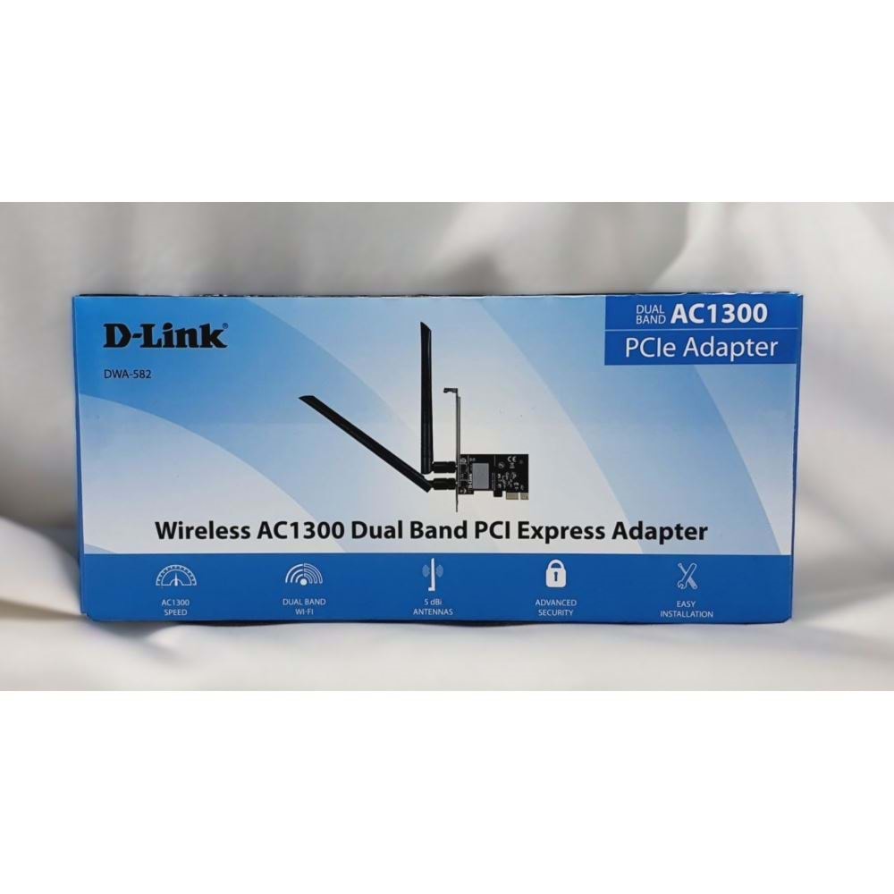 D-Link DWA-582 AC1200 PCIe Kablosuz Ağ Kartı Dual Band WiFi Adaptör,AC1200 PCI Express WiFi Kartı