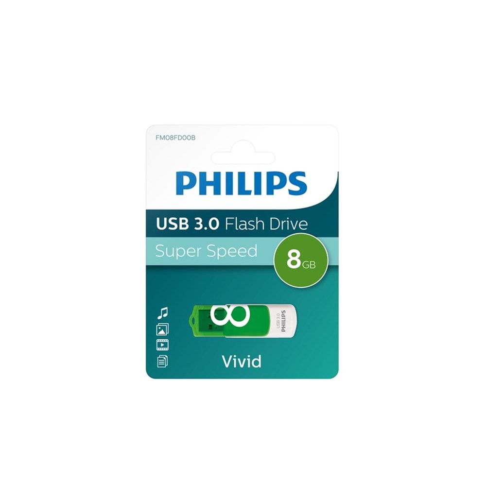 Philips 8GB Vivid Edition FM08FD00B USB 3.0 Flash Bellek