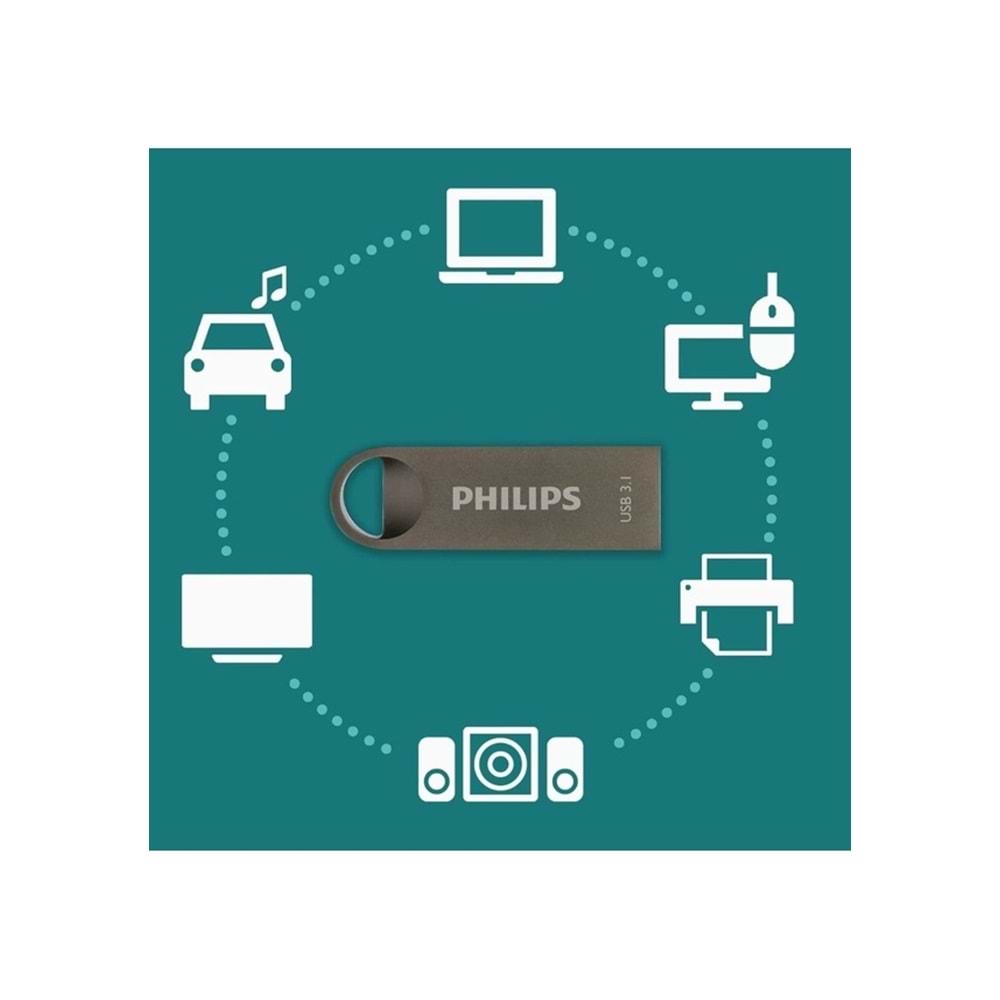 Philips USB 3.1 128GB Moon Uzay Grisi Flash Bellek