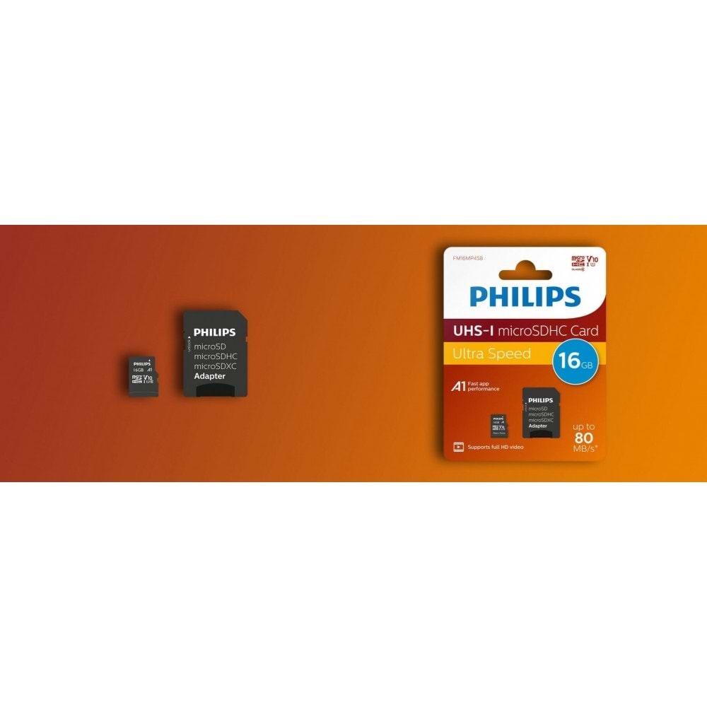 Philips FM16MP45B/00 16GB Class10 UHS-I U1 TF Adaptörlü Micro SDHC Hafıza Kartı