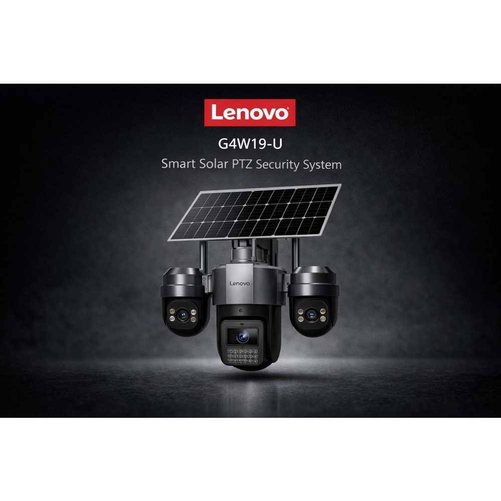 Lenovo G4W19-U 9MP (W14CZU) 4G Solar Güvenlik Kamerası 3 Lensli PTZ Gece Görüşlü
