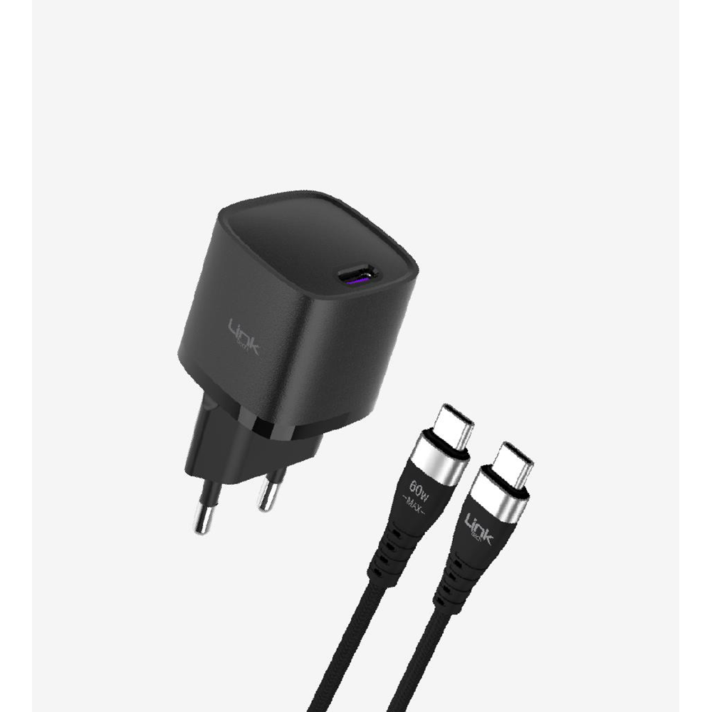 LinkTech G844 Premium Tip-C Kablolu Mini 25W USB-C Süper Hızlı Şarj Adaptörü, 25W Type C Şarj Adaptörü