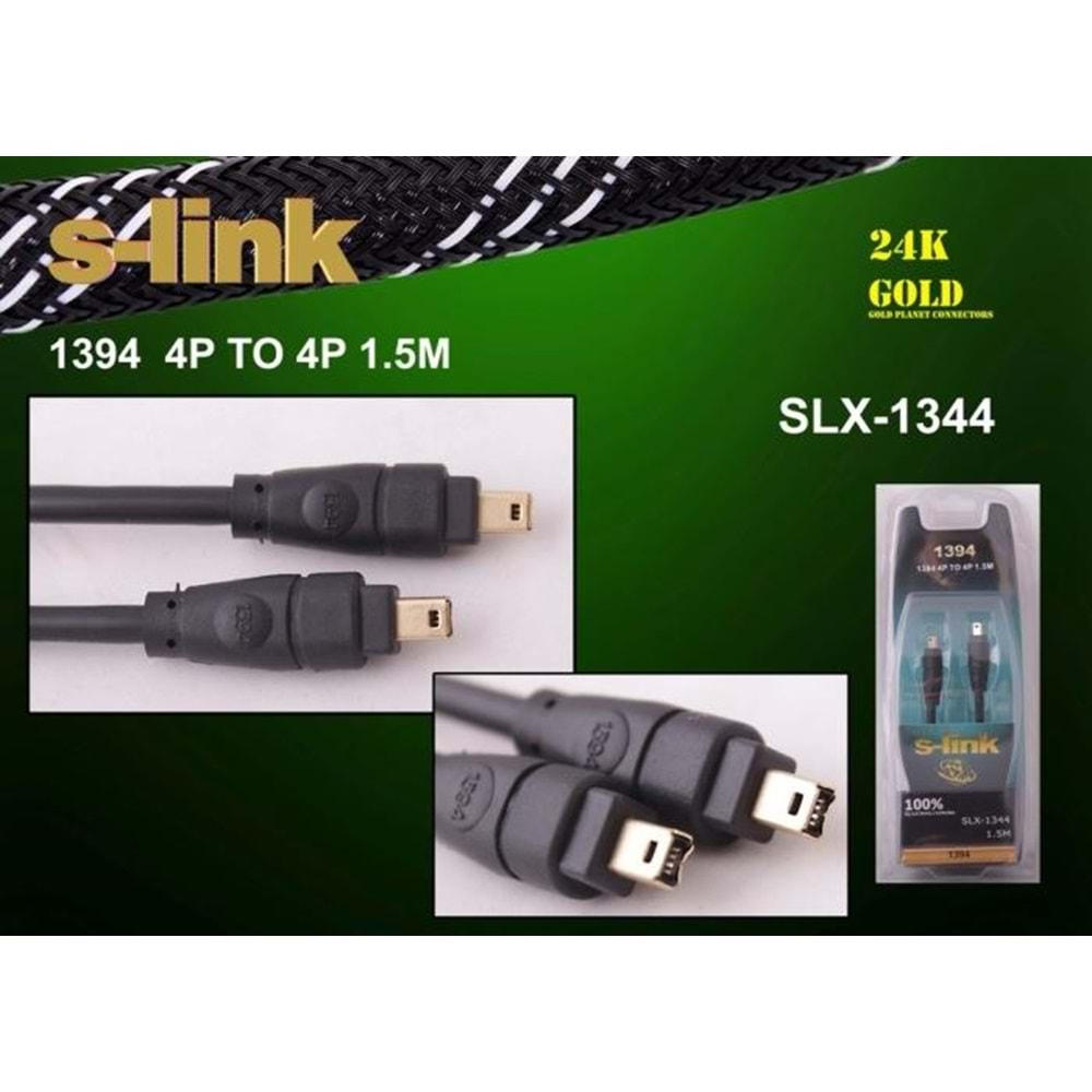 S-link SLX-1344 IEEE1394 4/4 PİN 1.5m Firewire Gold Kablosu