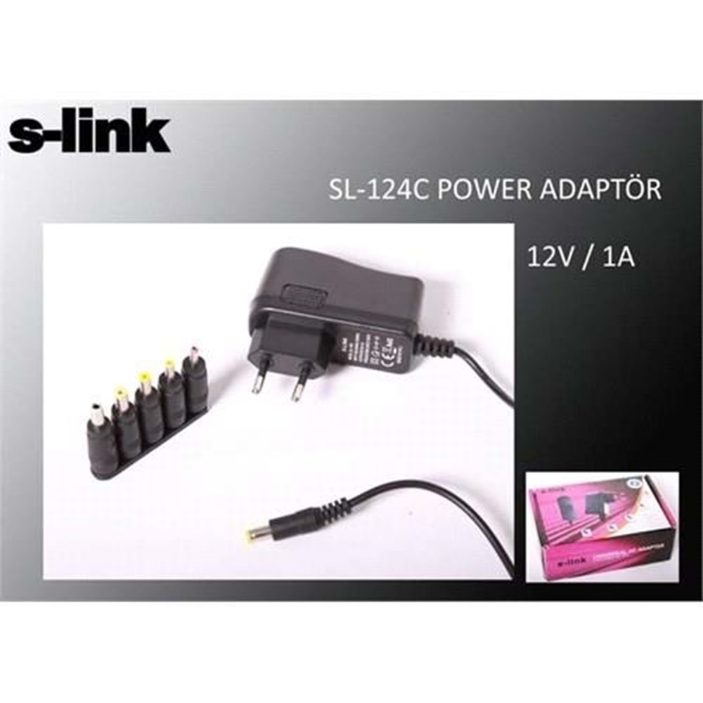 S-Link Sl-124C 12V 1A 5 Uçlu Universal Modem Adaptör