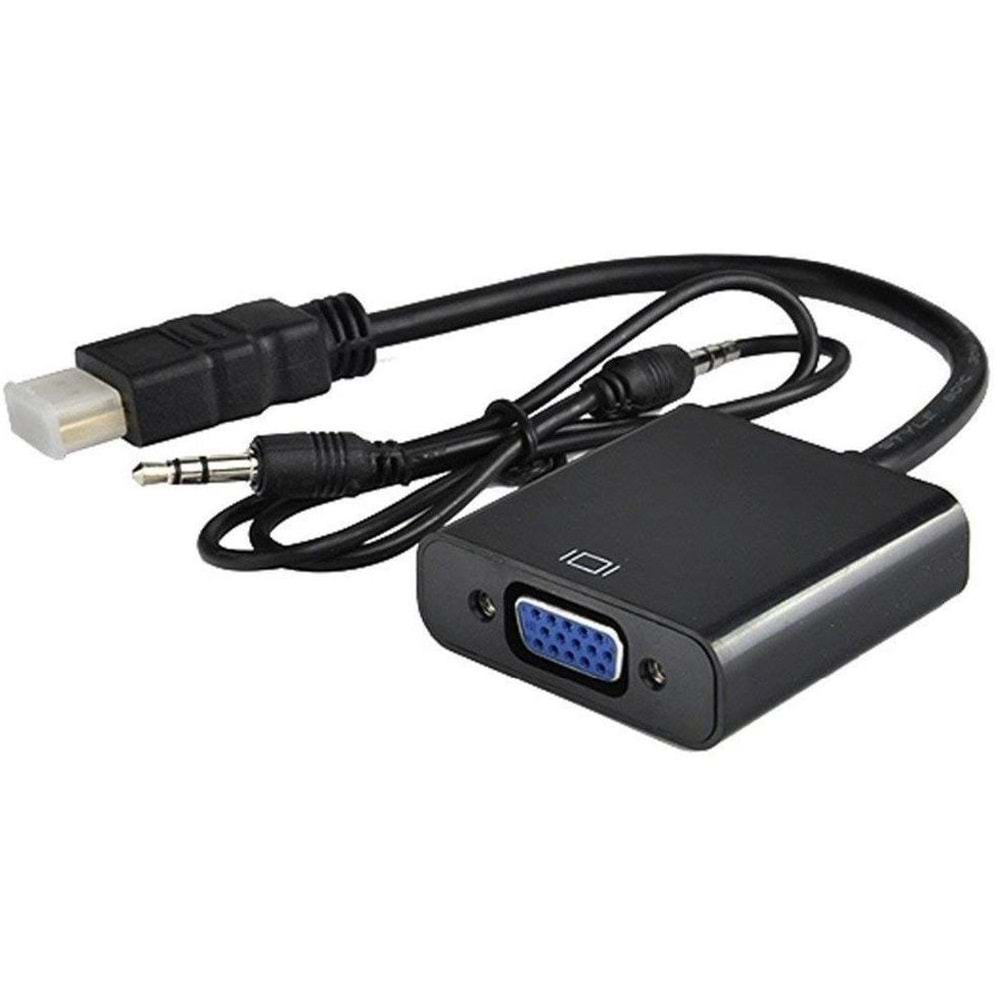 Gabble GAB-HDVGS Hdmi To Vga Ses Destekli Monitör Dönüştürücü Kablo Çevirici Adaptör Siyah