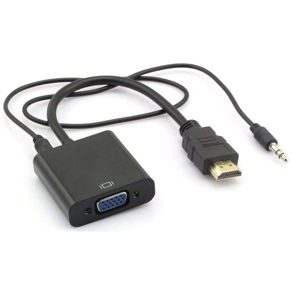 Gabble GAB-HDVGS Hdmi To Vga Ses Destekli Monitör Dönüştürücü Kablo Çevirici Adaptör Siyah
