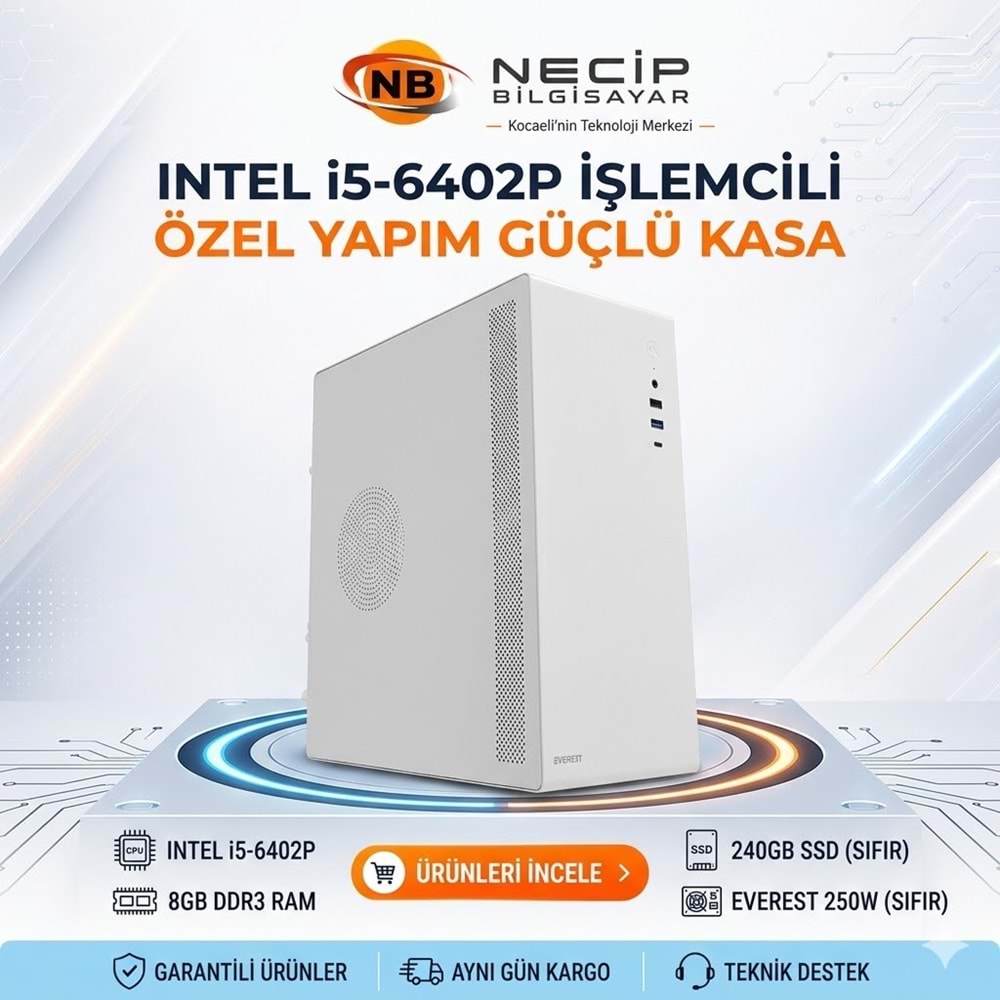 i5-6402P İşlemcili 8GB RAM 240GB SSD Everest K250 250W Mini PC Kasası