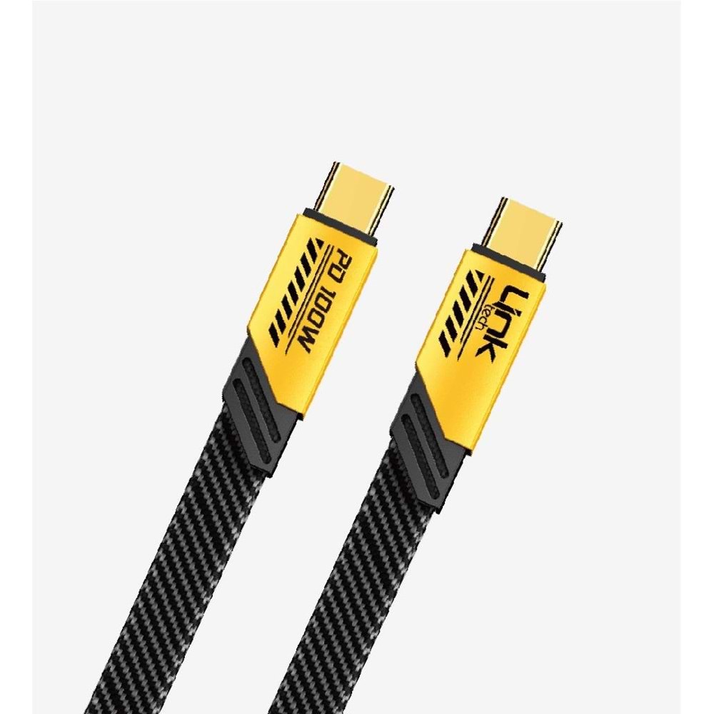 LinkTech K472 Gold Mecha Stil 1.2 Metre 100W Type C to Type C PD Hızlı Şarj Kablosu