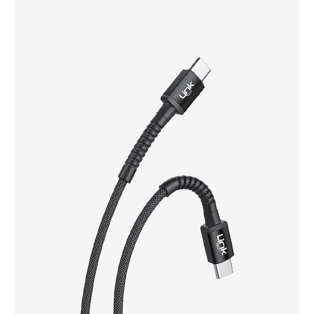 LinkTech K597 Siyah 3 Metre Type C to Type C Kablo, Örgülü PD 60W 3 Metre Type C Kablo