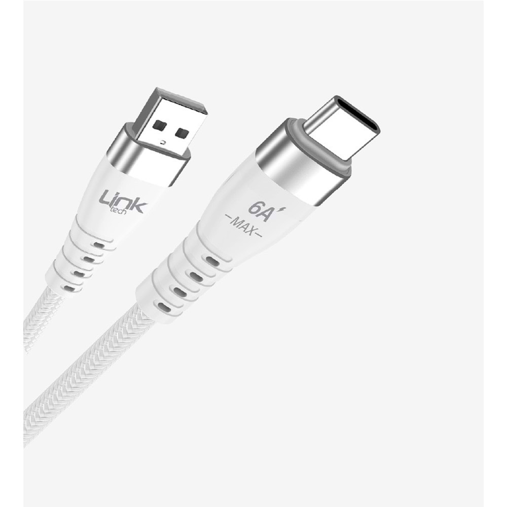LinkTech K654 Premium 120W Örgülü Metal Başlı Tip-C Şarj Kablosu