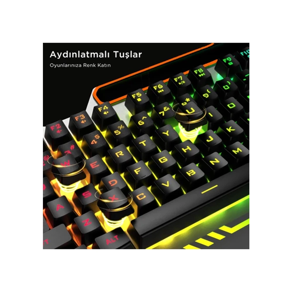 Lenovo Lecoo KB123 Membrane Switch Kablolu Oyuncu Klavyesi - Rainbow Efektli - Siyah