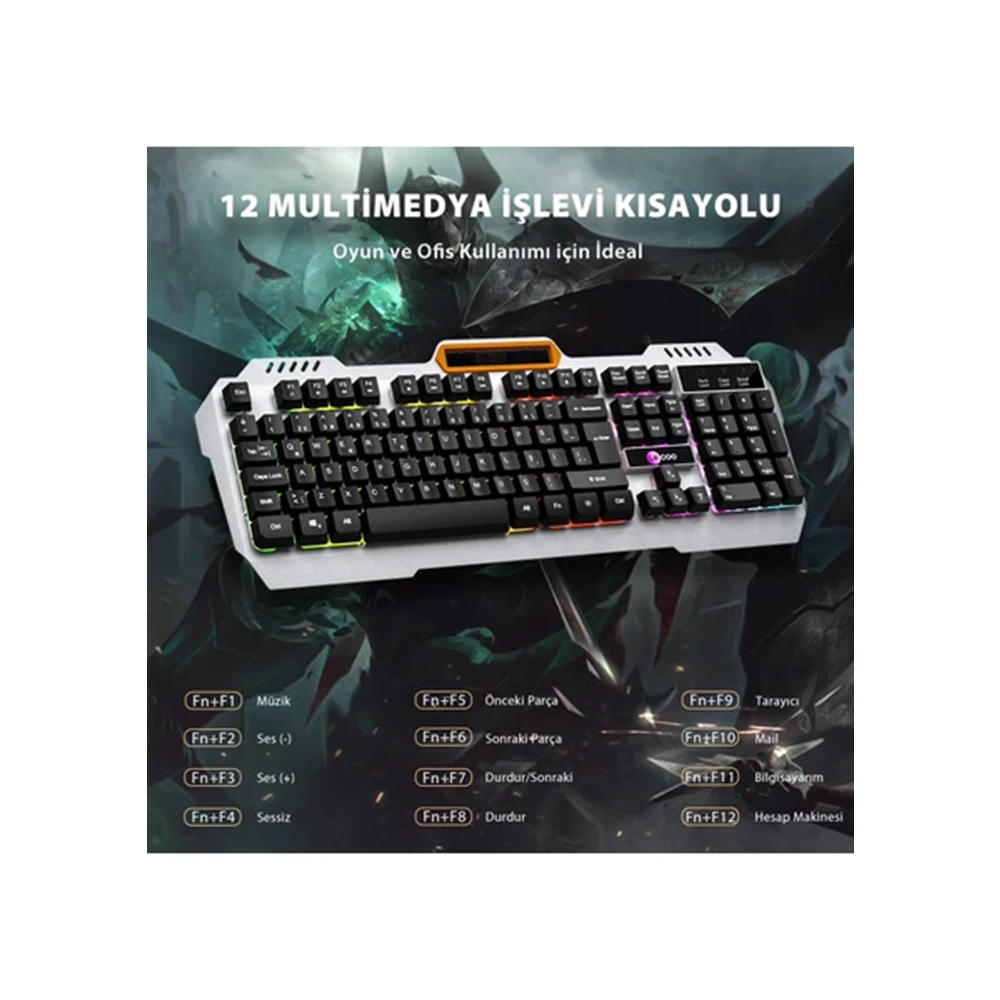 Lenovo Lecoo KB123 Membrane Switch Kablolu Oyuncu Klavyesi - Rainbow Efektli - Siyah