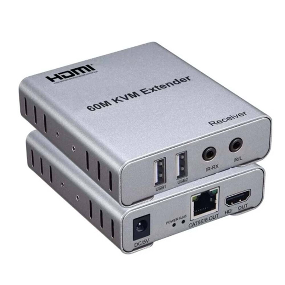 NBTech NB-KVM60M 60 Metre HDMI KVM Extender Tek Cat6 Kablo ile Görüntü ve USB Uzatma Cihazı