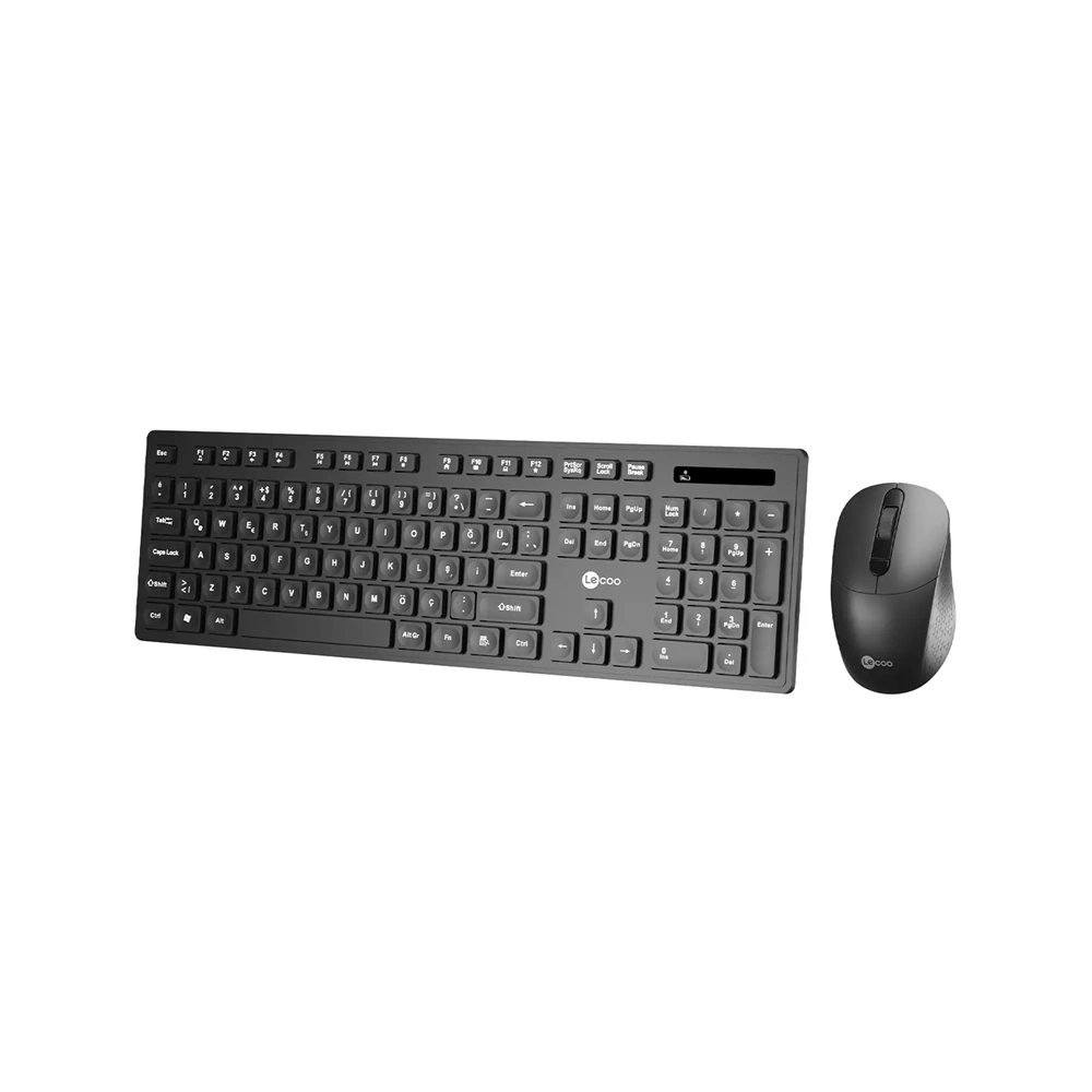 Lecoo KW201 Kablosuz Türkçe Q Klavye Mouse Seti Siyah 2.4GHz USB