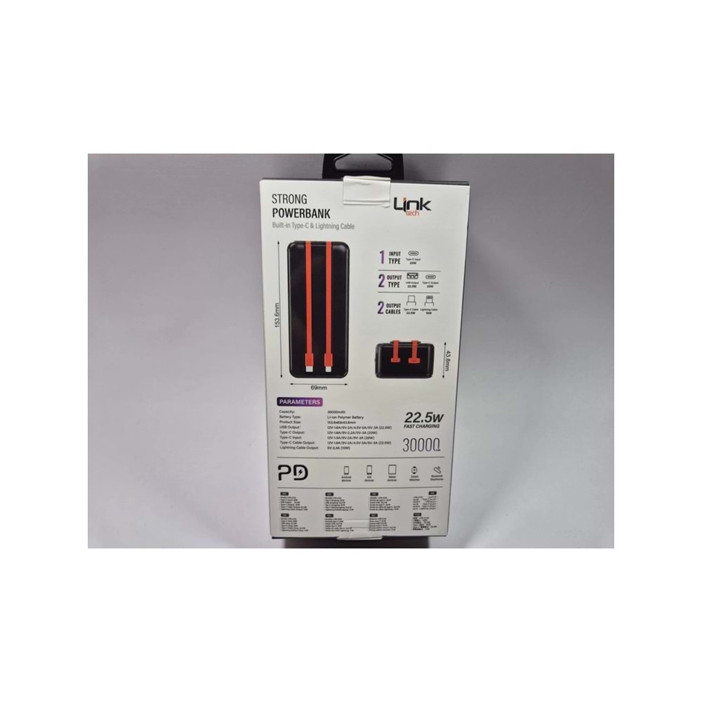 Linktech LC33 Strong 30000 mAh 22.5W Dijital Göstergeli Powerbank