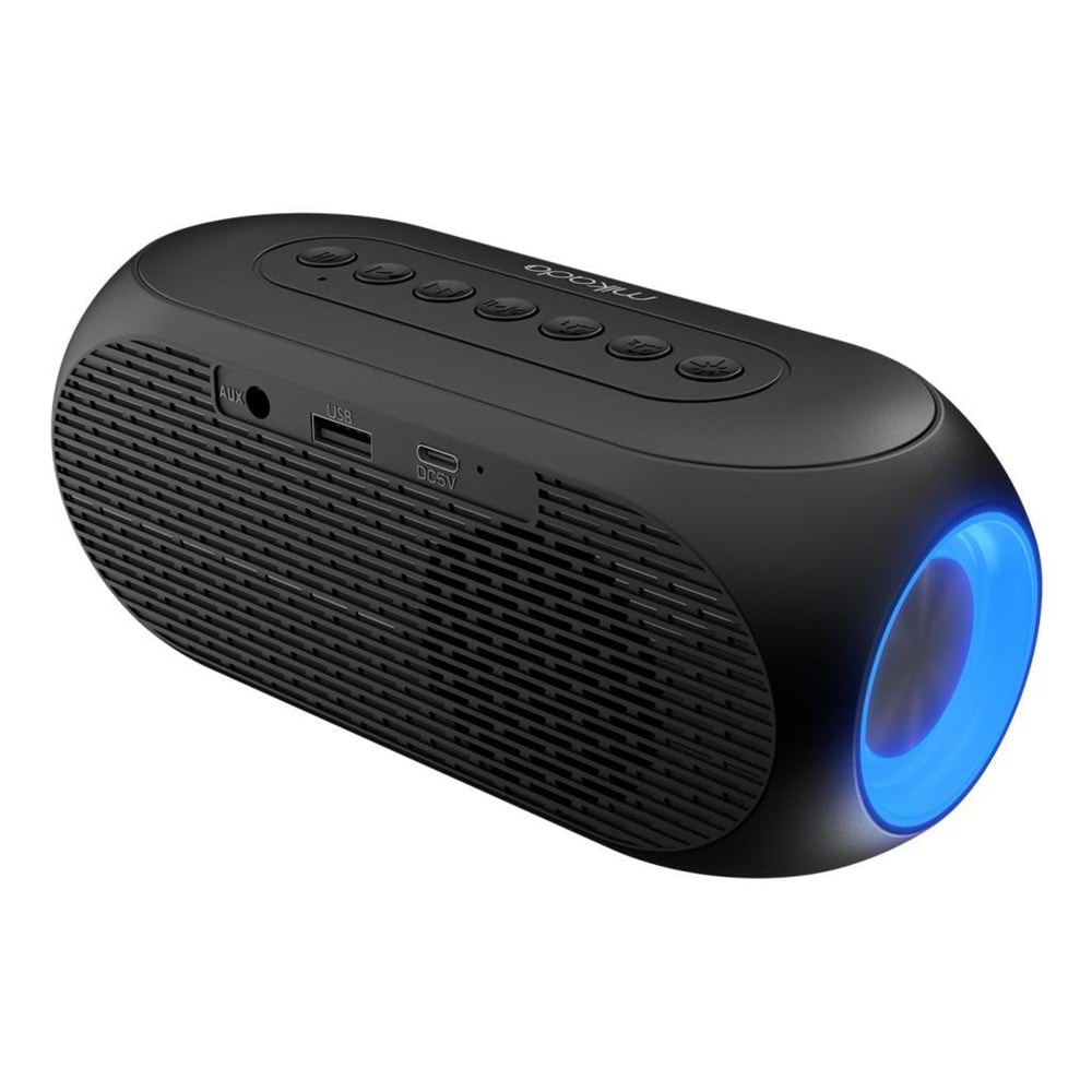 Mikado MD-W7 1200mAh 5W Siyah Bluetooth-Aux-Derece-Usb-FM Double Alarmlı Saat Speaker