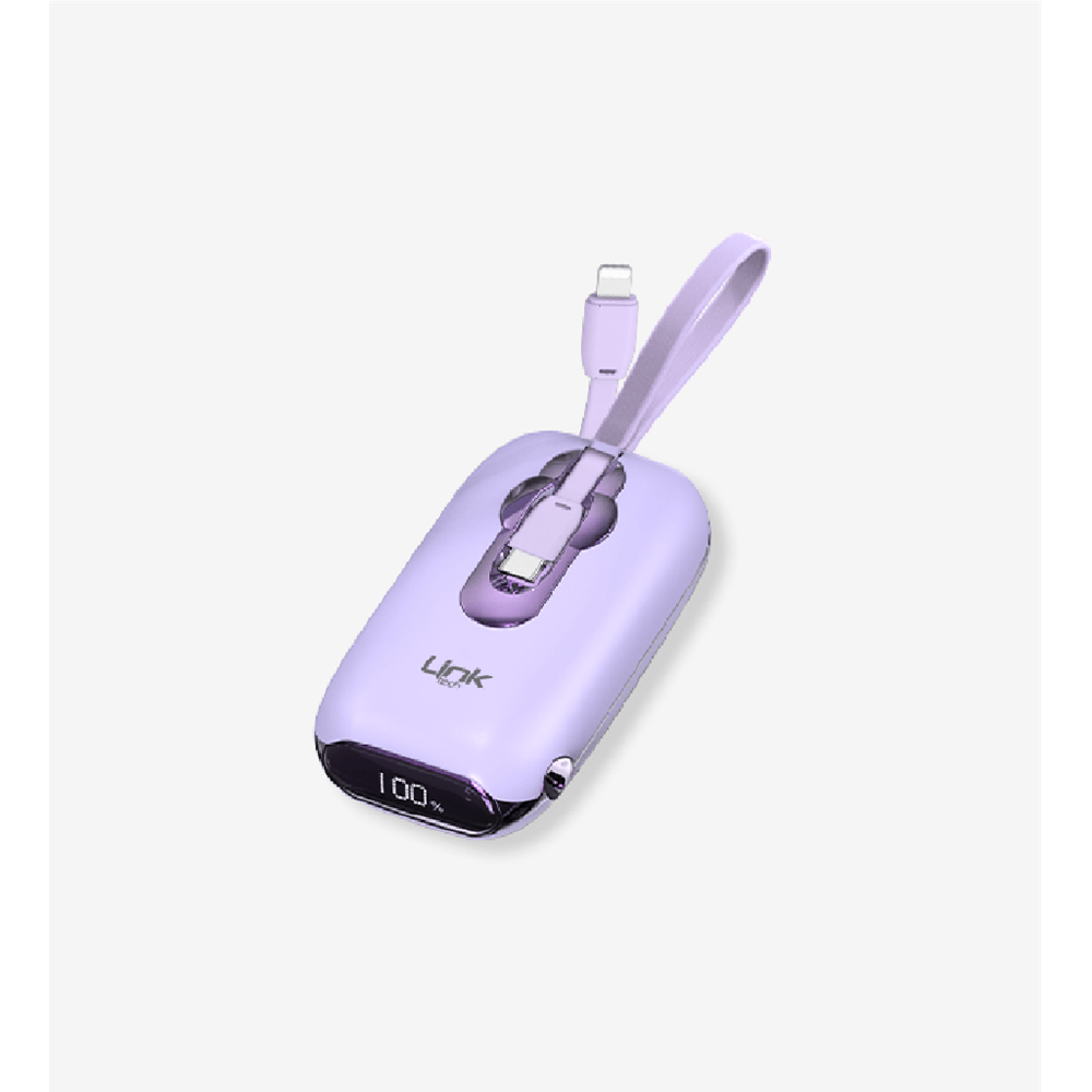 LinkTech MP09 9600 Mah Type-C / Lightning Kablolu 22.5W Powerbank Pd3.0 Mor