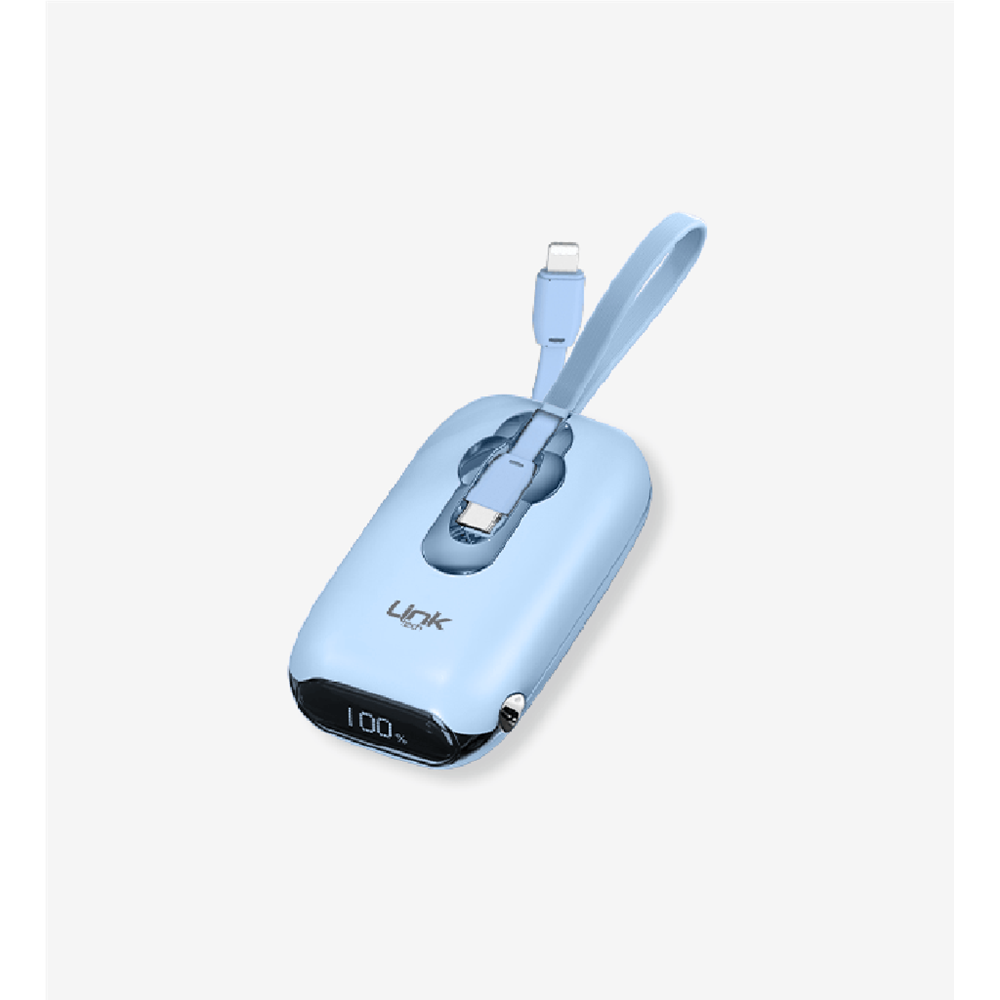 LinkTech MP09 9600 Mah Type-C / Lightning Kablolu 22.5W Powerbank Pd3.0 Mavi