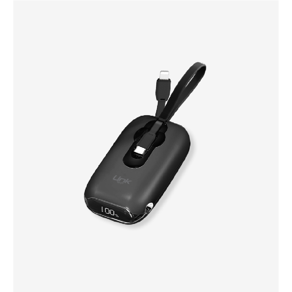 LinkTech MP09 9600 Mah Type-C / Lightning Kablolu 22.5W Powerbank Pd3.0 Siyah