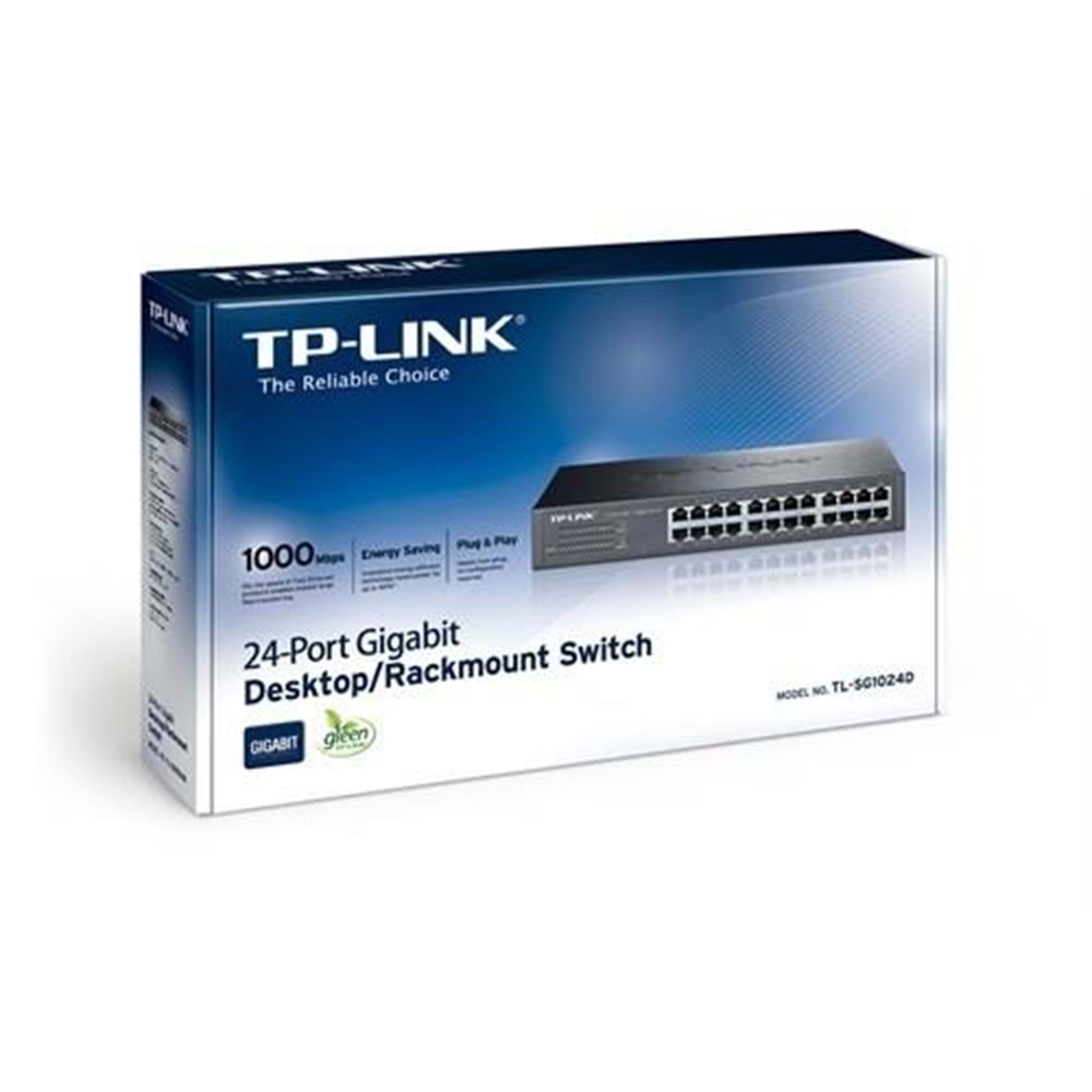 TP-LINK TL-SG1024D 24-Port 10/100/1000Mbps Tak ve Kullan 40 Enerji Tasarruflu Gigabit Switch
