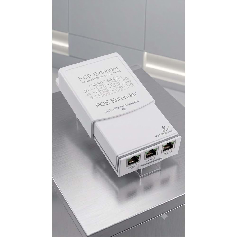 NBTech NB-POE250M 250 Metre PoE Extender 3 Port Profesyonel PoE Uzatıcı