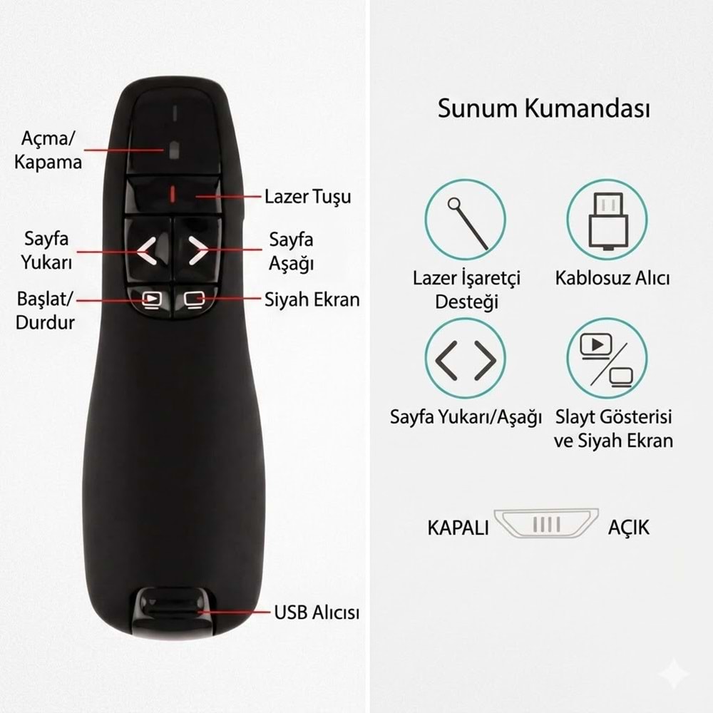 NBTech NB-SUN400 2.4 GHz USB Lazerli Sunum Kumandası