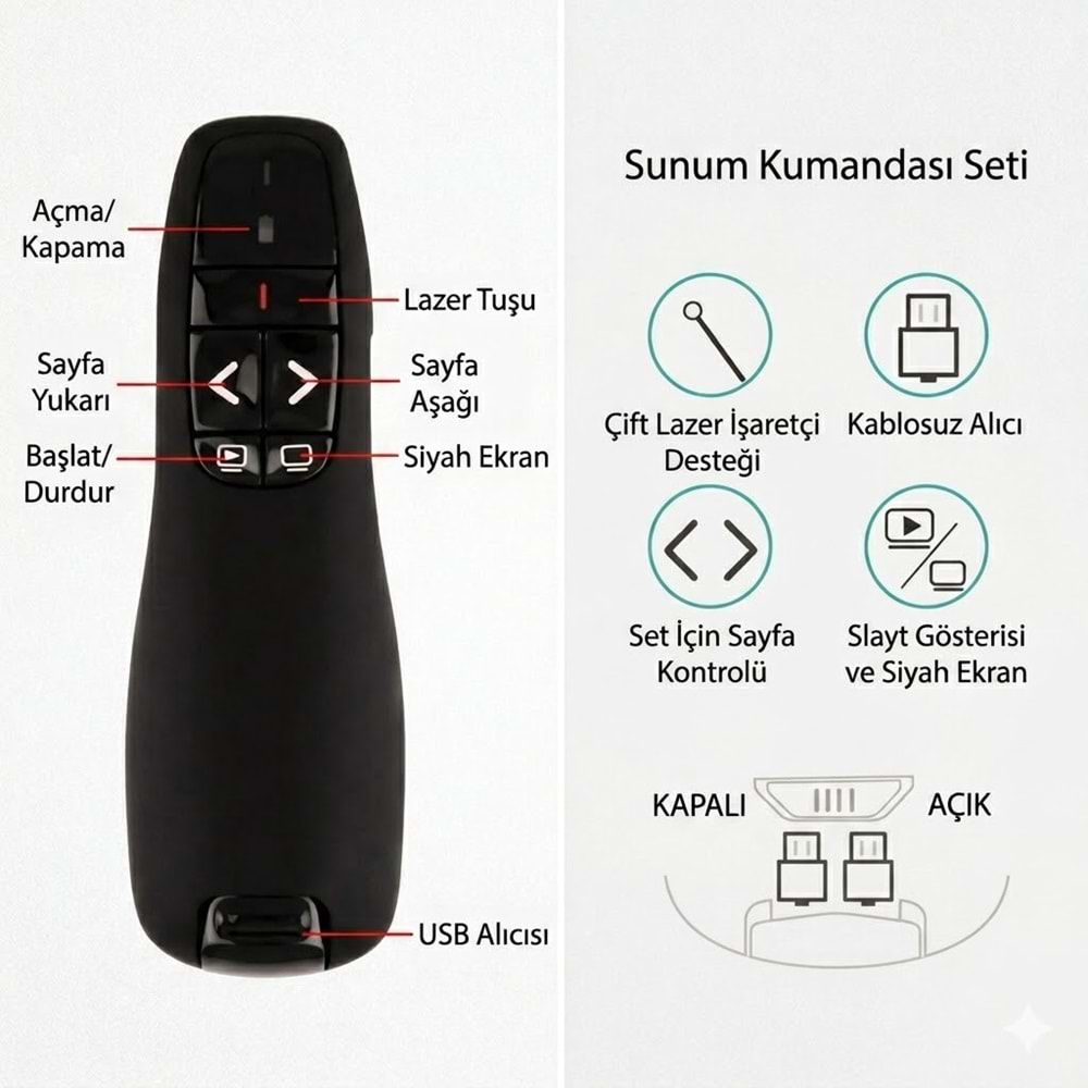 NBTech NB-SUN400 2.4 GHz USB Lazerli Sunum Kumandası