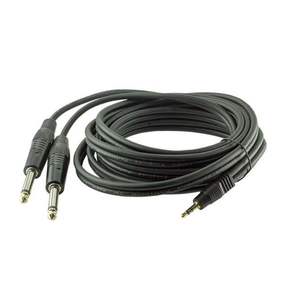 NBTech NB-0010 Gitar/Anfi/Telefon 3.5 mm Stereo 2 x 6.3 mm Mono Jaklı Kablo 1,5 metre,3.5 mm Stereo - 2 X 6.3 mm Mono ses kablosu