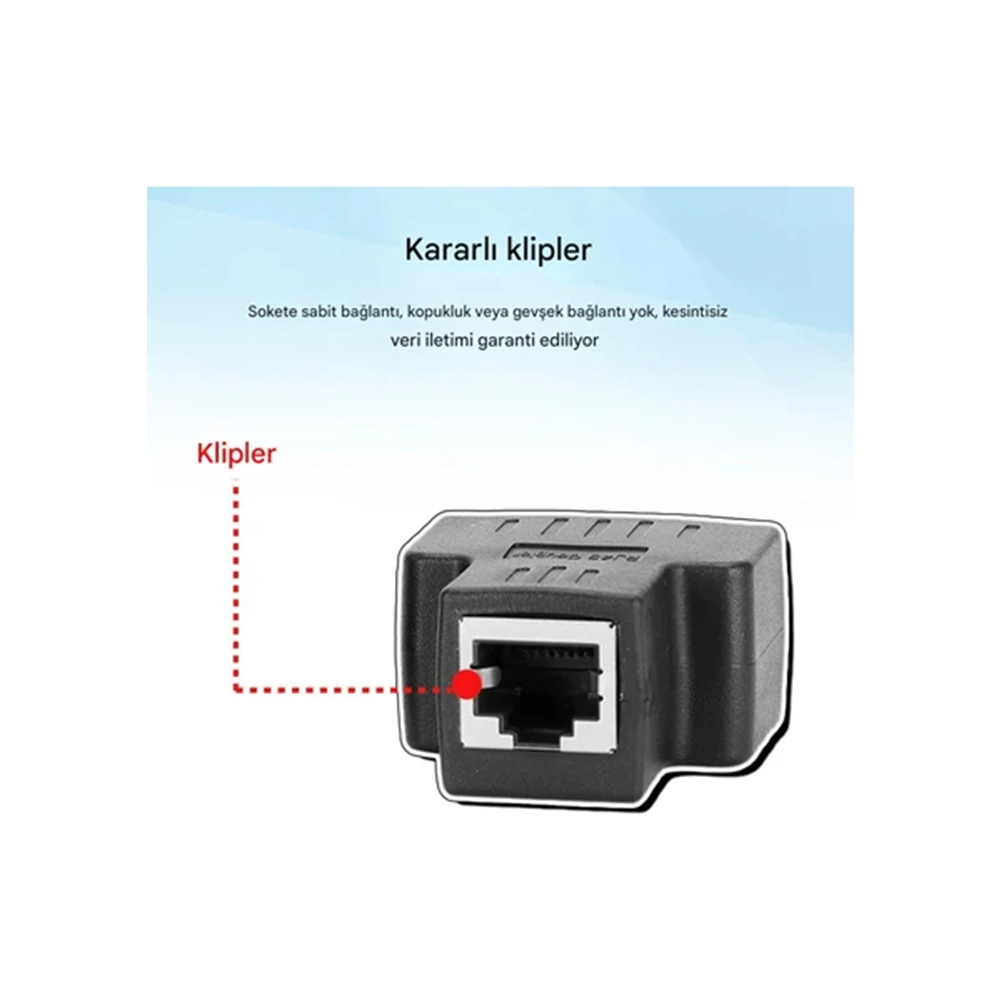 NBTech NB-NB2M RJ45 1 to 2 Siyah Ethernet Splitter Çoğaltıcı Adaptör