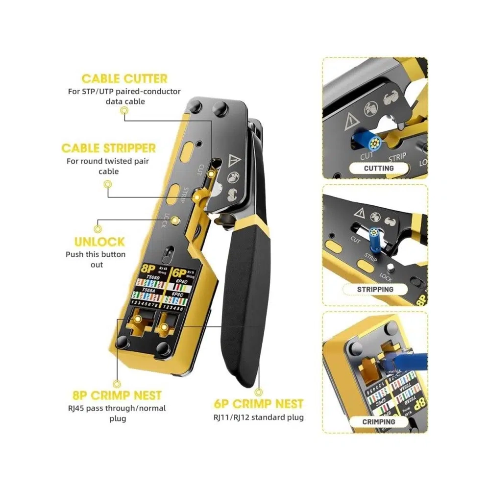 NBTech NB-379S CAT7 Yeni Nesil Sıkma Pensesi RG11 RG45 RG6 Cat5 Cat6 Cat7 Network Cat7 Pense