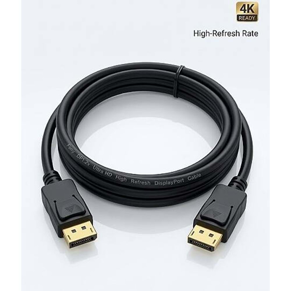 NBTech NB-3810 10 Metre DisplayPort 1.2 Kablo 4K 60Hz 1080p 240Hz Altın Uçlu