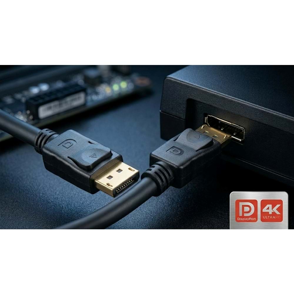 NBTech NB-3810 10 Metre DisplayPort 1.2 Kablo 4K 60Hz 1080p 240Hz Altın Uçlu