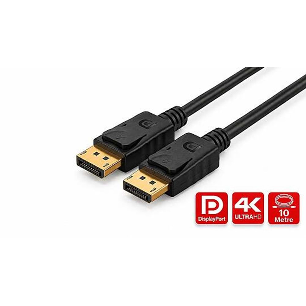 NBTech NB-3810 10 Metre DisplayPort 1.2 Kablo 4K 60Hz 1080p 240Hz Altın Uçlu