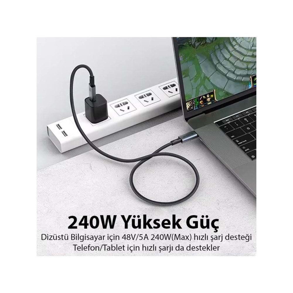 NBTech 0,50CM 240W 4.0 Thunderbolt Type-C to Type-C Şarj, Data ve 8K 60Hz Görüntü Aktarım Kablosu