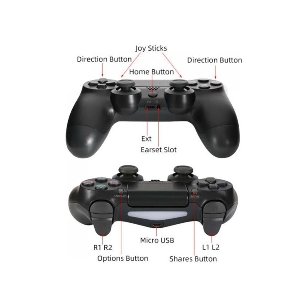 NBTech NB-PS4 Kol, PS4 Kablosuz Oyun Kolu, PS4 Joystick Titreşimli Oyun Kolu (Replika)
