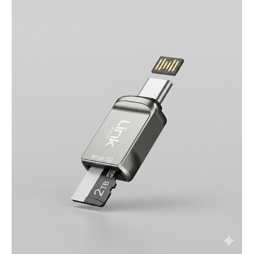 LinkTech O196 Micro SD Kart Okuyucu - USB-C 2TB Destekli Hızlı Adaptör