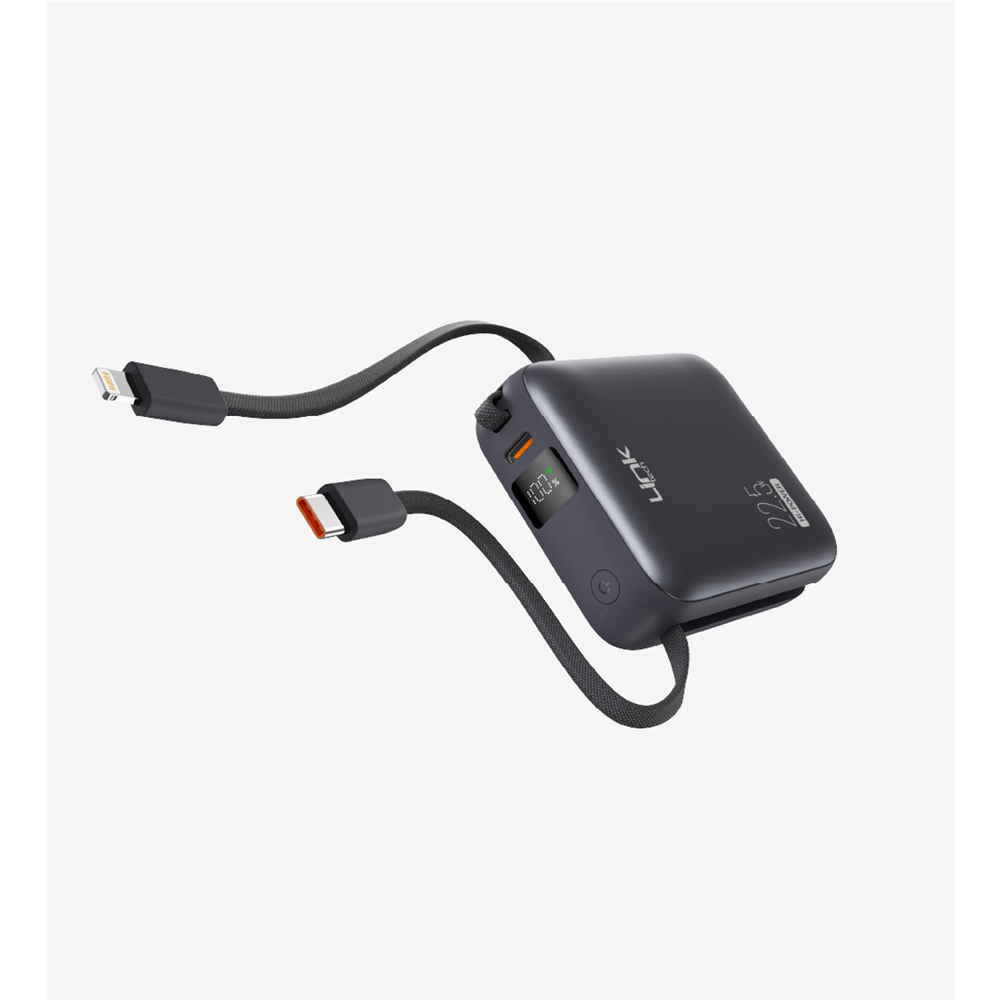 LinkTech PD22 Premium Hızlı Şarj 22.5W Dahili Kablolu 10.000 mAh Powerbank GRİ
