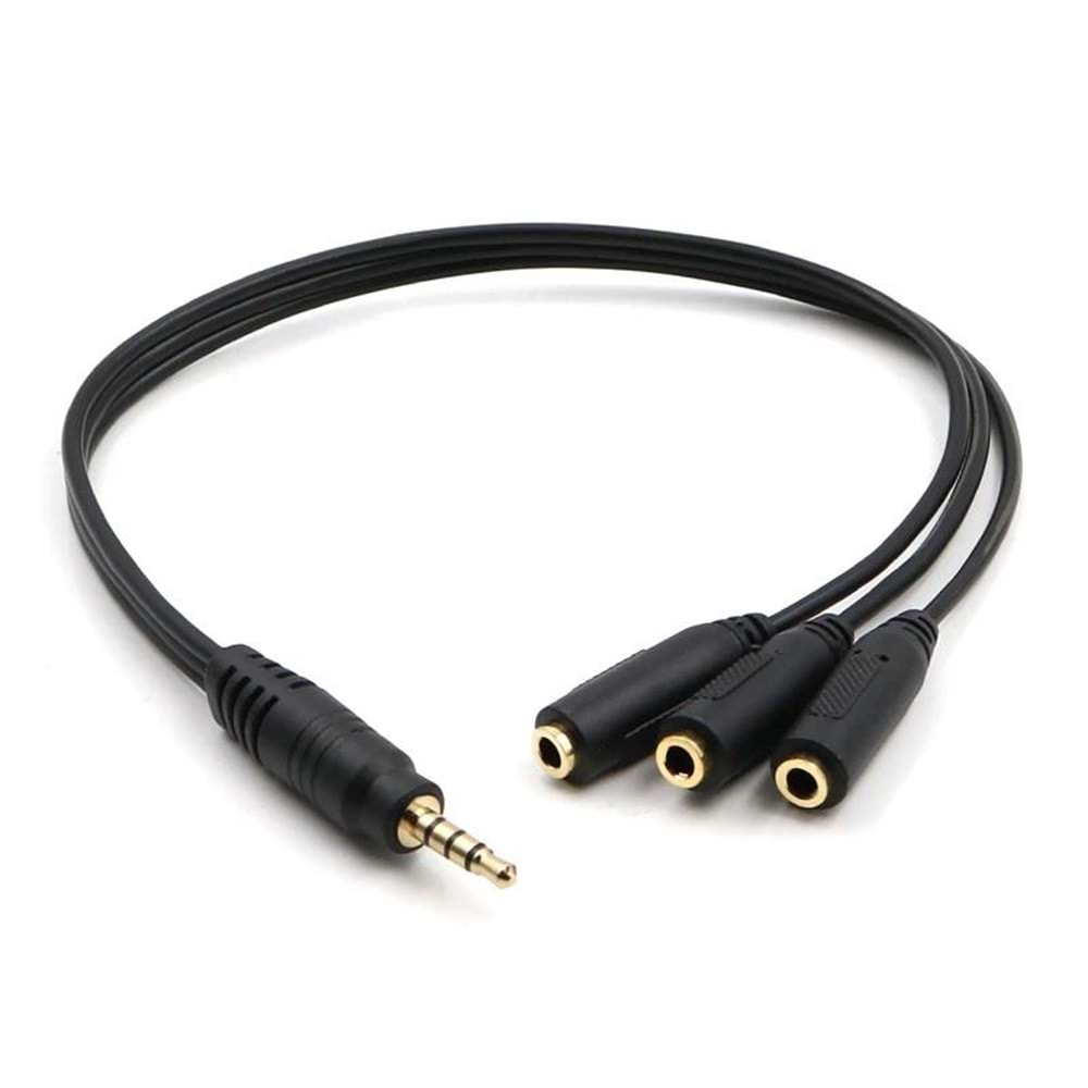 NBTech NB-3AUX 3 Lü Stereo Çoklayıcı, 3 x 3.5 mm Aux, 1 giriş 3 çıkış 3.5mm jak Kablo