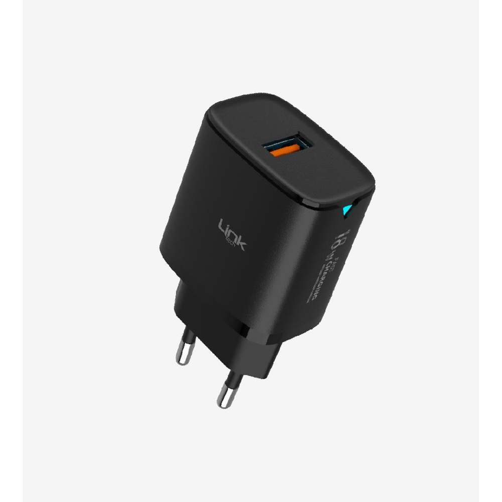 LinkTech C304 Siyah Safe USB 18W Hızlı Şarj Adaptörü, QC3 USB Hızlı Şarj Adaptörü 18W