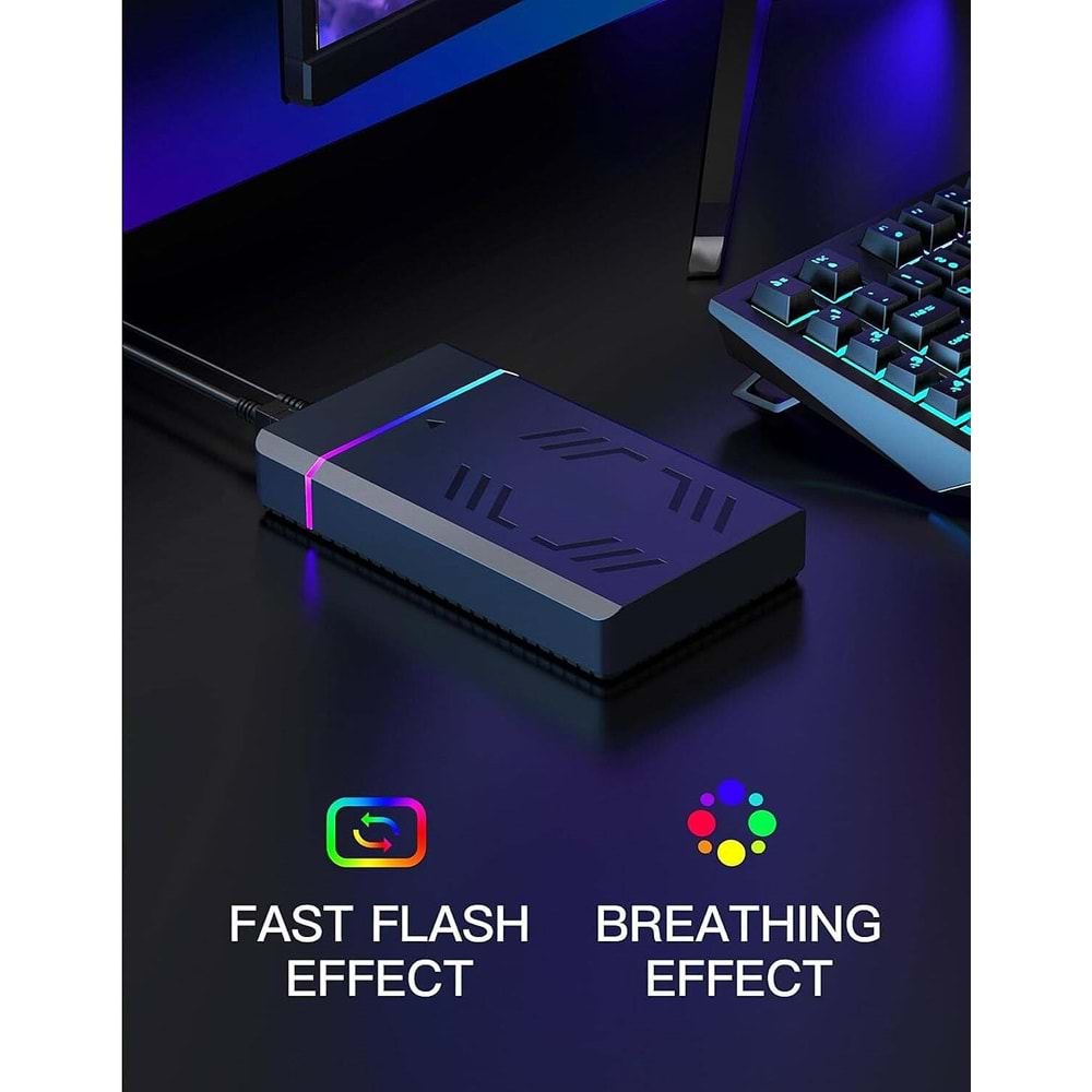 NBTech NB-3436 RGB 2.5” 3.5” SATA III USB 3.0 Harddisk Kutusu 5Gbps HDD SSD Disk Kutusu