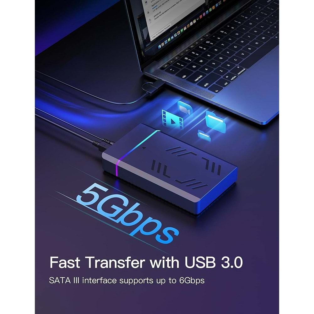 NBTech NB-3436 RGB 2.5” 3.5” SATA III USB 3.0 Harddisk Kutusu 5Gbps HDD SSD Disk Kutusu