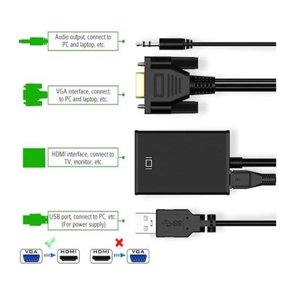 NBTech NB-1250 Vga To Hdmi FullHD Görüntü Çevirici Aparat