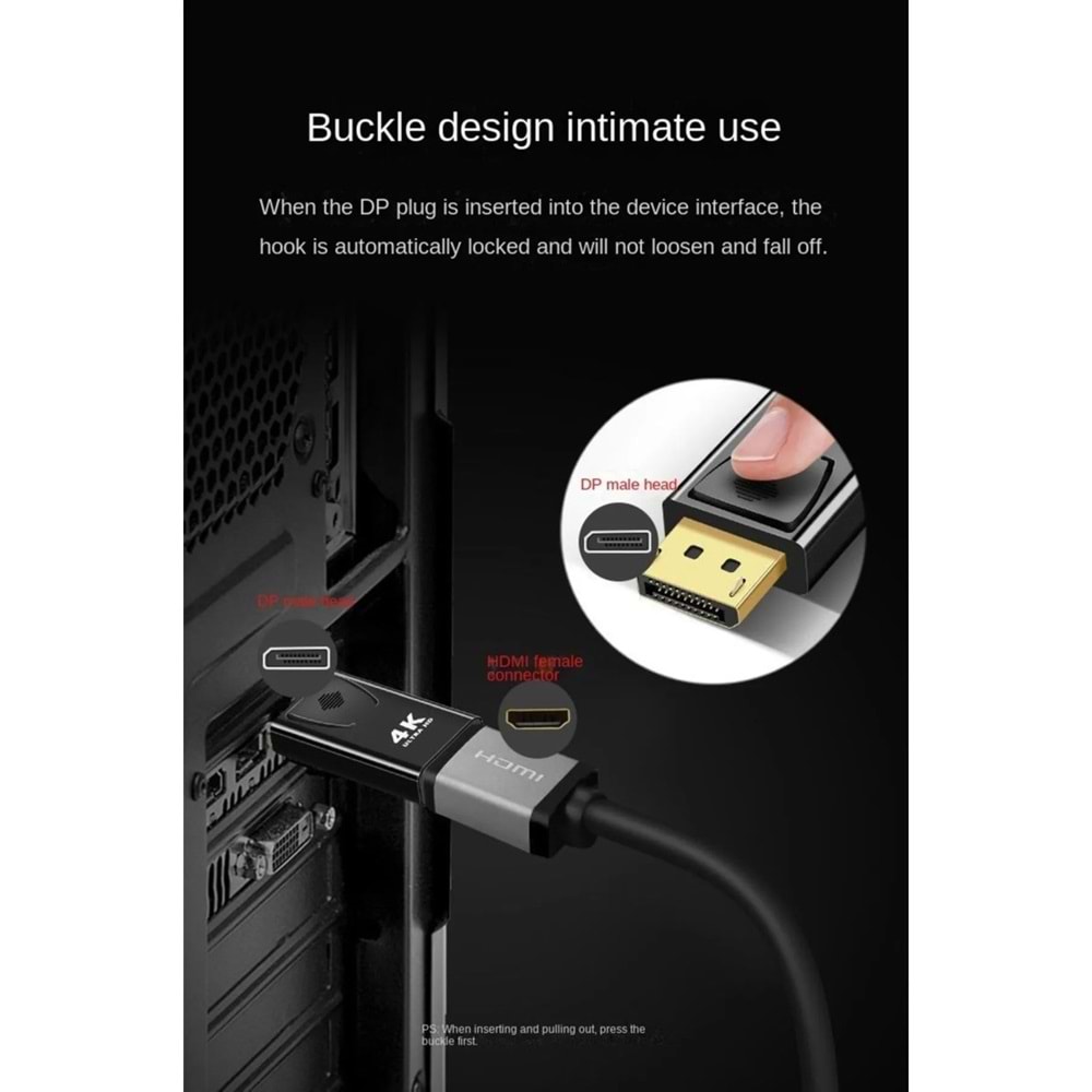 NBTech NB-1325-4K Display Port to HDMI Dönüştürücü, DP to 4K Hdmi Çevirici