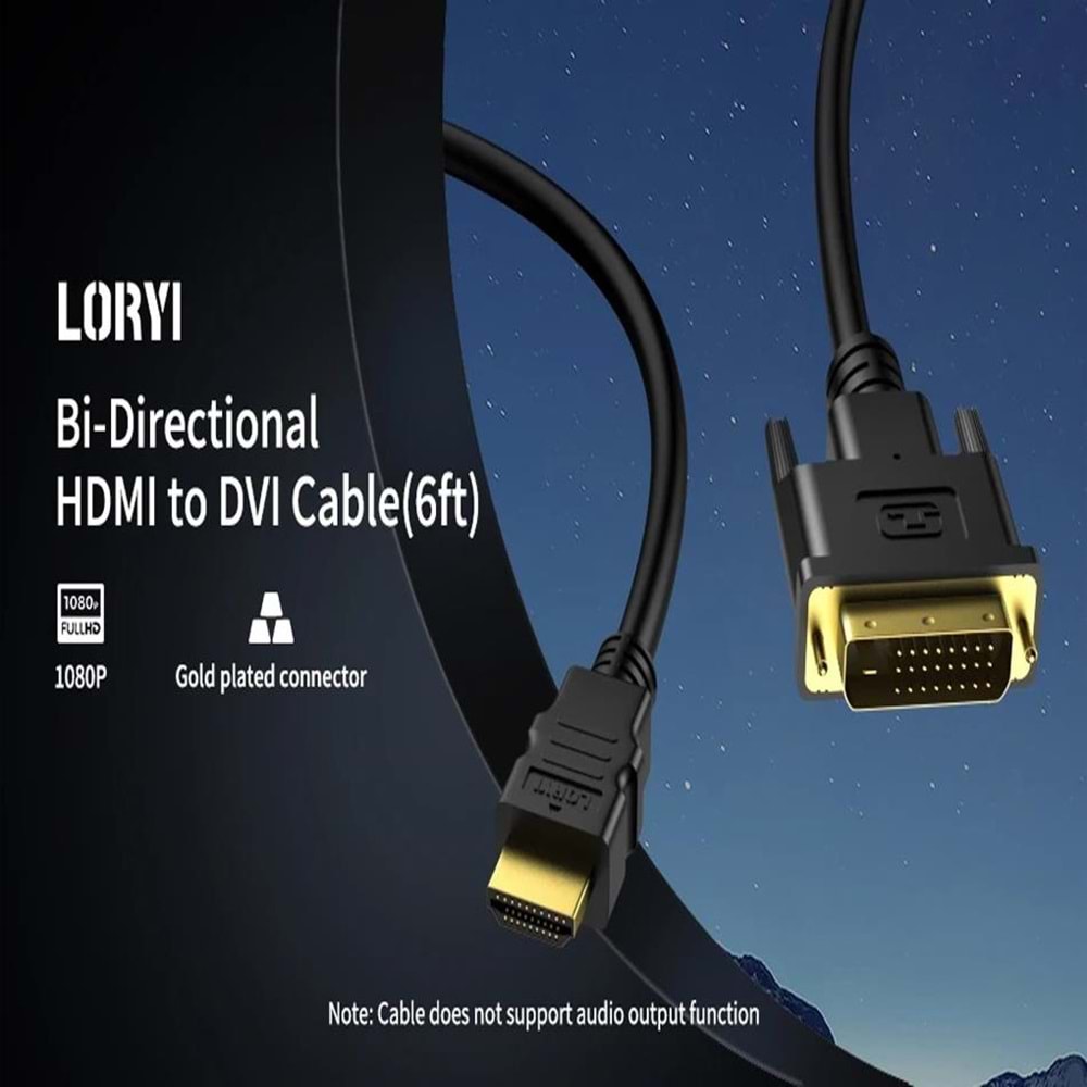 NBTech NB-4105 1.8m Hdmi to Dvi (24+1) Çift Yönlü Görüntü Kablosu, Dvi to HDMI Kablo, HDMI to DVi Kablo (Ses Aktarmaz, Max 75hz)