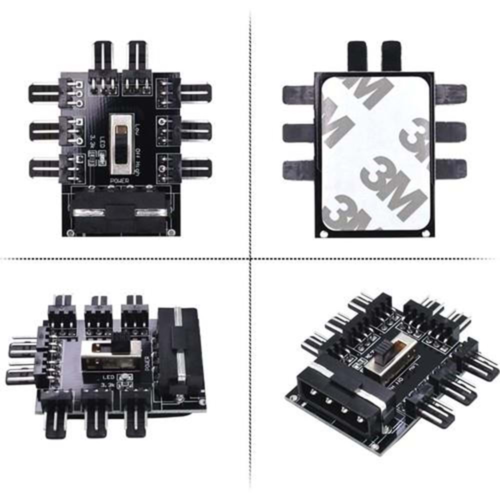NBTech NB-4336 3 Pin Girişli 8 Port Fan Çoklayıcı Kart